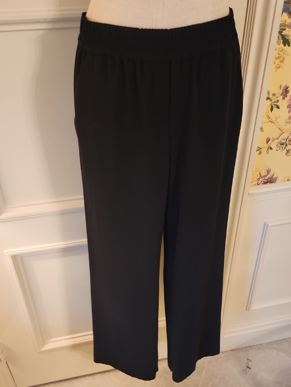 Ann Taylor Black Wide-Leg Elastic-Waist Pants